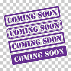 Set of coming soon stamp symbol, label sticker sign button, text banner vector illustration .