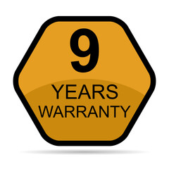 Nine years warranty shadow icon, badge seal guarantee certificate customer sign, stamp vector illustration .