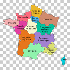 France regions map symbol shape, travel web flat concept icon symbol vector illustration .