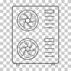 Heat pump air source icon, cooling electric system machine, cool web vector illustration .