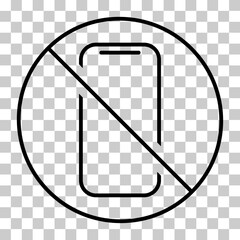 Mobile forbidden icon, no use phone sign, ban smartphone label vector illustration .