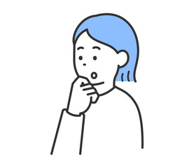 考え事をする女性のイラスト　ベクター