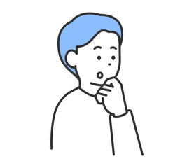 考え事をする男性のイラスト　ベクター