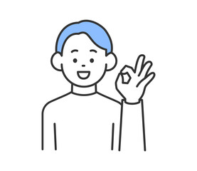 笑顔でOKサインをする男性のイラスト　ベクター