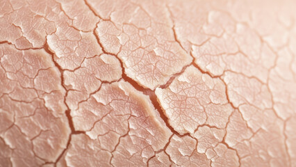 Close-up of cracked dry skin texture revealing underlying dryness and health concerns