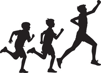 Fototapeta premium People jogging silhouette illustration in various poses and colors