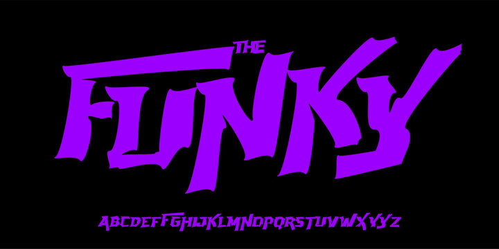 Crooked Funky Graffiti Font Logo Bold Alphabet Rough Rubber Letter Set Modern Typography, Creative Typographic Design for Punk Title Text, Typo Poster Headline, Cartoon Urban Fonts. Vector Typeface