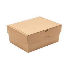 Cardboard box with lid on black background isolated on a transparent background packaging