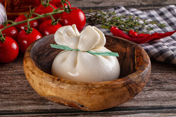 Fresh tasty burrata italian cheese