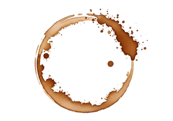 Brown coffee splash isolated on transparent background in circular shape