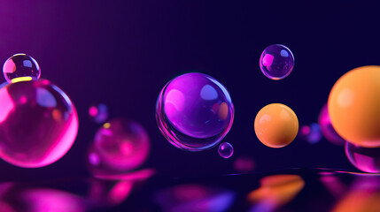 Dreamlike futuristic scene with luminous bubbles sharing subtle highlights