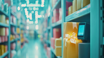 Efficient fulfillment facility bustling with package handling technology and lighting