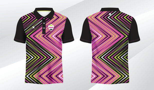 pink green polo sport shirt sublimation jersey template
