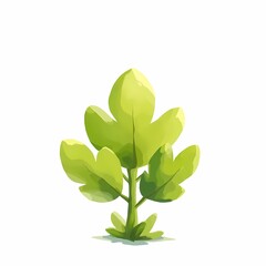 Green plant growing with vibrant leaves in a simple design
