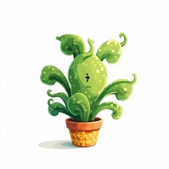 Unique green plant with a lock design in a decorative pot