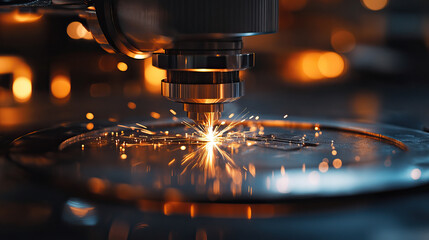 Industrial laser machinery meticulously cutting and welding metal sheets