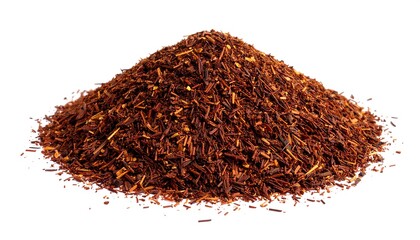 Heap of Rooibos Tea Leaves Isolated on White Background.