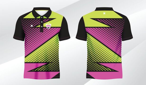 pink green polo sport shirt sublimation jersey template