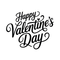 Happy valentine s day lettering design with elegant swirls and flourishes