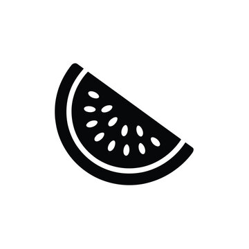 Simple black and white illustration of a single watermelon slice