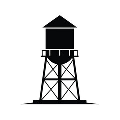 Simple black and white illustration of a classic water tower structure