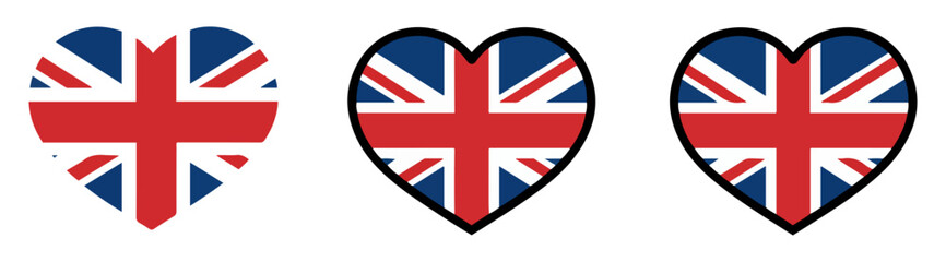 Obraz premium uk flag heart icon set