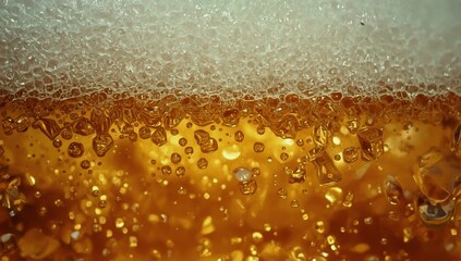 Bubbles in a Drink Fill the Glass With Golden Light During a Social Gathering