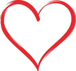 Vector Heart shape frame with brush painting isolated on white background