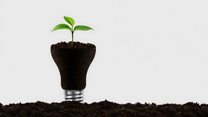 Obraz premium Plant Growing in Light Bulb Filled with Soil