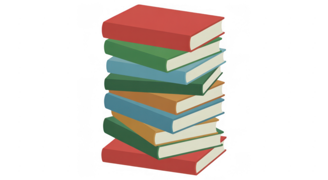 Stack of Colorful Books stack of books isolated on a transparent background - Powered by Adobe