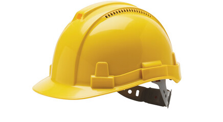 Fototapeta premium Yellow construction hard hat safety helmet isolated on a transparent background
