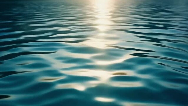 Calm Water Surface Ripples Reflecting Light in Natural Environment, Close-Up View of Ocean or Lake Water Texture for Relaxation Concept
