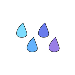 Four blue raindrops falling from the sky