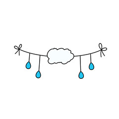 A blue cloud with three raindrops hanging from it
