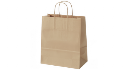 Brown paper shopping bag paper bag kraft paper handles isolated on a transparent background