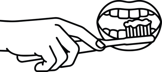 Brushing the Teeth Icon in Outline Style