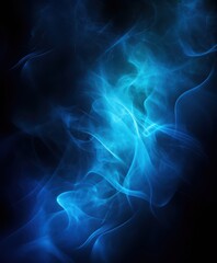 Obraz premium abstract bright blue smoke on black background with spotlight shining on the smoke