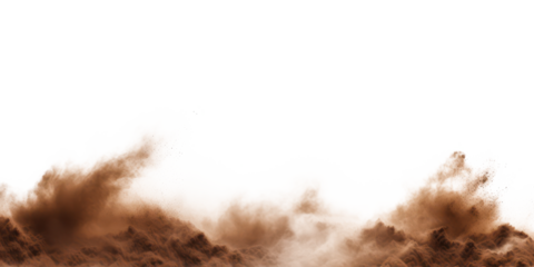 brown dry dirt sand flying in air isolated on white or transparent png