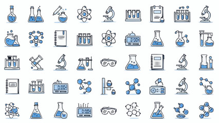 Science icons set with laboratory equipment and research symbols