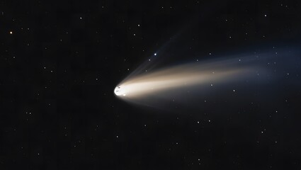 Bright comet streaking across starry night sky with vibrant glowing tail