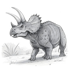Fototapeta premium dinosaur sketching of triceratops
