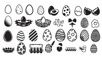 Fototapeta premium Diverse egg illustrations in black and white