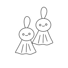 Two cute little cartoon characters with long tails and white hair