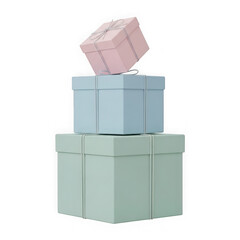 Obraz premium Stack of pastel gift boxes isolated on a transparent background present pink