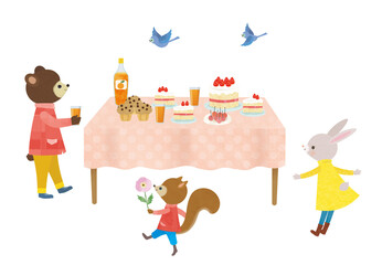 Obraz premium ケーキとかわいい動物