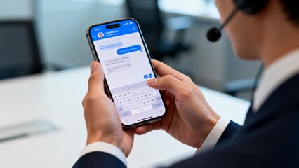 Person using smartphone for customer service