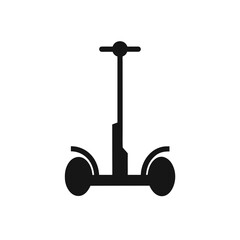 A minimalist black silhouette of a Segway on a white background