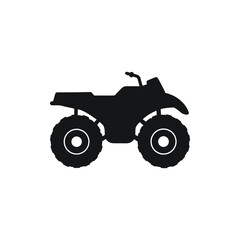 A black silhouette of an all-terrain vehicle on a white background