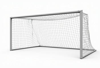 A Modern Soccer Goal with Netting on a White Background