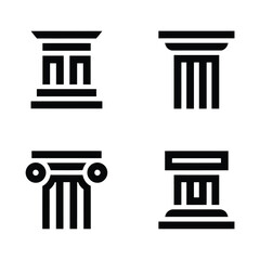 Naklejka premium Four different ancient Greek or Roman column capitals and bases icons architecture elements icon